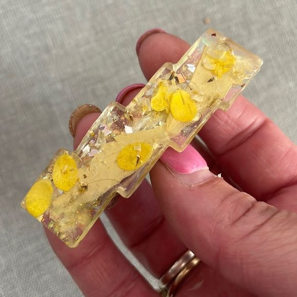 #107 Pressed Flower French Barrett Hair Clip - Picture 17 of 17